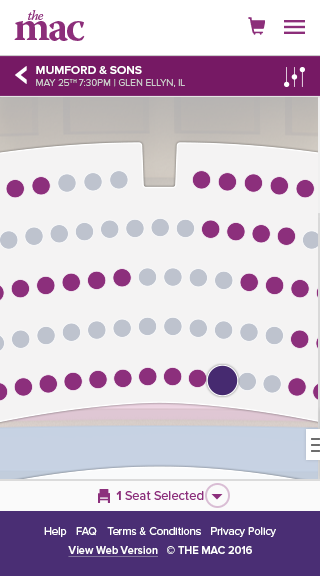 Seat map view of a section